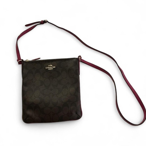 COACH Crossbody Bag Purse Handbag Brown Signature Adjustable Strap Small - Picture 1 of 7